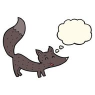 cartoon little wolf cub with thought bubble N8
