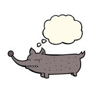 cartoon funny little dog with thought bubble N14