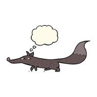 cartoon little fox with thought bubble N28