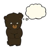 cute cartoon black bear with thought bubble N59