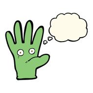 cartoon hand with eyes thought bubble N4