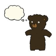 cute cartoon black bear with thought bubble N60