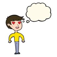 cartoon man in love with thought bubble N8