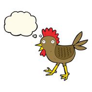 funny cartoon chicken with thought bubble N6