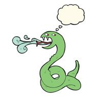 cartoon hissing snake with thought bubble N13