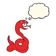 cartoon hissing snake with thought bubble N14