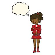 cartoon cool girl with thought bubble N19