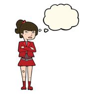 cartoon cool girl with thought bubble N20