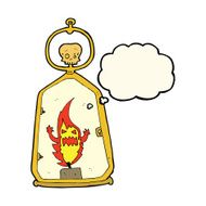 cartoon spooky lantern with thought bubble N7