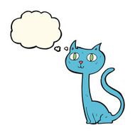 cartoon cat with thought bubble N28