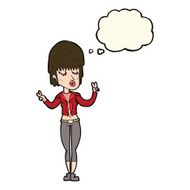 cartoon cool girl with thought bubble N21