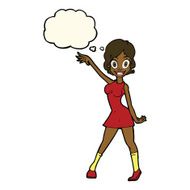 cartoon party girl with thought bubble N7