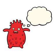 cartoon funny slime monster with thought bubble N11