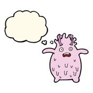 cartoon funny slime monster with thought bubble N12