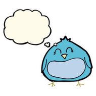 cartoon fat bird with thought bubble N29