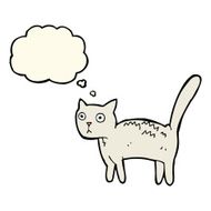 cartoon frightened cat with thought bubble N20