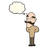cartoon old man with mustache thought bubble N24