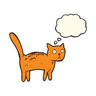 cartoon frightened cat with thought bubble N21