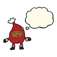 cartoon funny christmas character with thought bubble N4