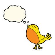 cartoon singing bird with thought bubble N8