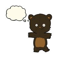 cute cartoon black bear with thought bubble N61