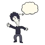 cartoon halloween vampire with thought bubble N12