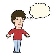 cartoon surprised man with thought bubble N106