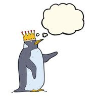 cartoon penguin wearing crown with thought bubble N2
