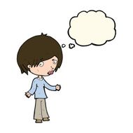 cartoon confused woman with thought bubble N65
