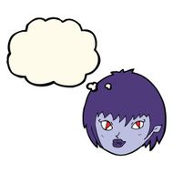 cartoon vampire girl face with thought bubble N7