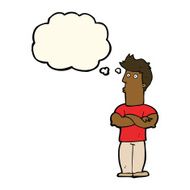 cartoon man with folded arms thought bubble N24