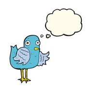cartoon bird waving wing with thought bubble N7