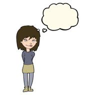 cartoon happy woman with thought bubble N201