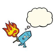 cartoon funny firework character with thought bubble N13