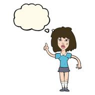 cartoon tough woman with idea thought bubble N7