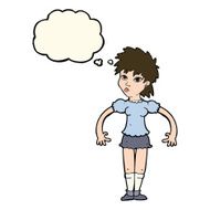 cartoon curious woman with thought bubble N41