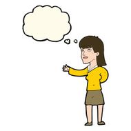 cartoon woman explaining with thought bubble N40