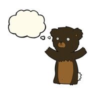 cute cartoon black bear with thought bubble N62