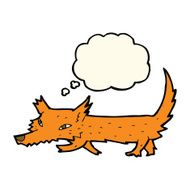 cartoon little fox with thought bubble N29