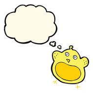 cartoon fat bird with thought bubble N30