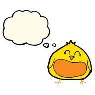 cartoon fat bird with thought bubble N31