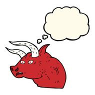 cartoon angry bull head with thought bubble N8