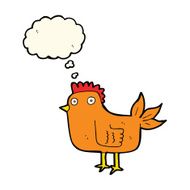cartoon hen with thought bubble N5