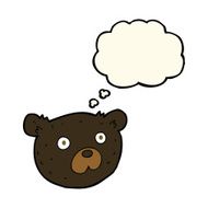 cartoon black bear with thought bubble N55