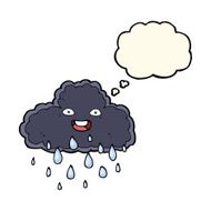Cartoon Raincloud With Thought Bubble N5