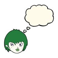 cartoon vampire girl face with thought bubble N8