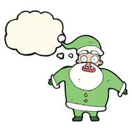 cartoon shocked santa claus with thought bubble N8