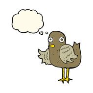 cartoon bird waving wing with thought bubble N8
