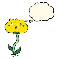 cartoon shocked flower with thought bubble N8
