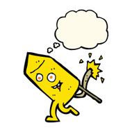 cartoon funny firework character with thought bubble N15